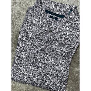 Perry Ellis LG Purple wh‎ Floral  Slim Fit Stretch Long Sleeve Button Down Shirt